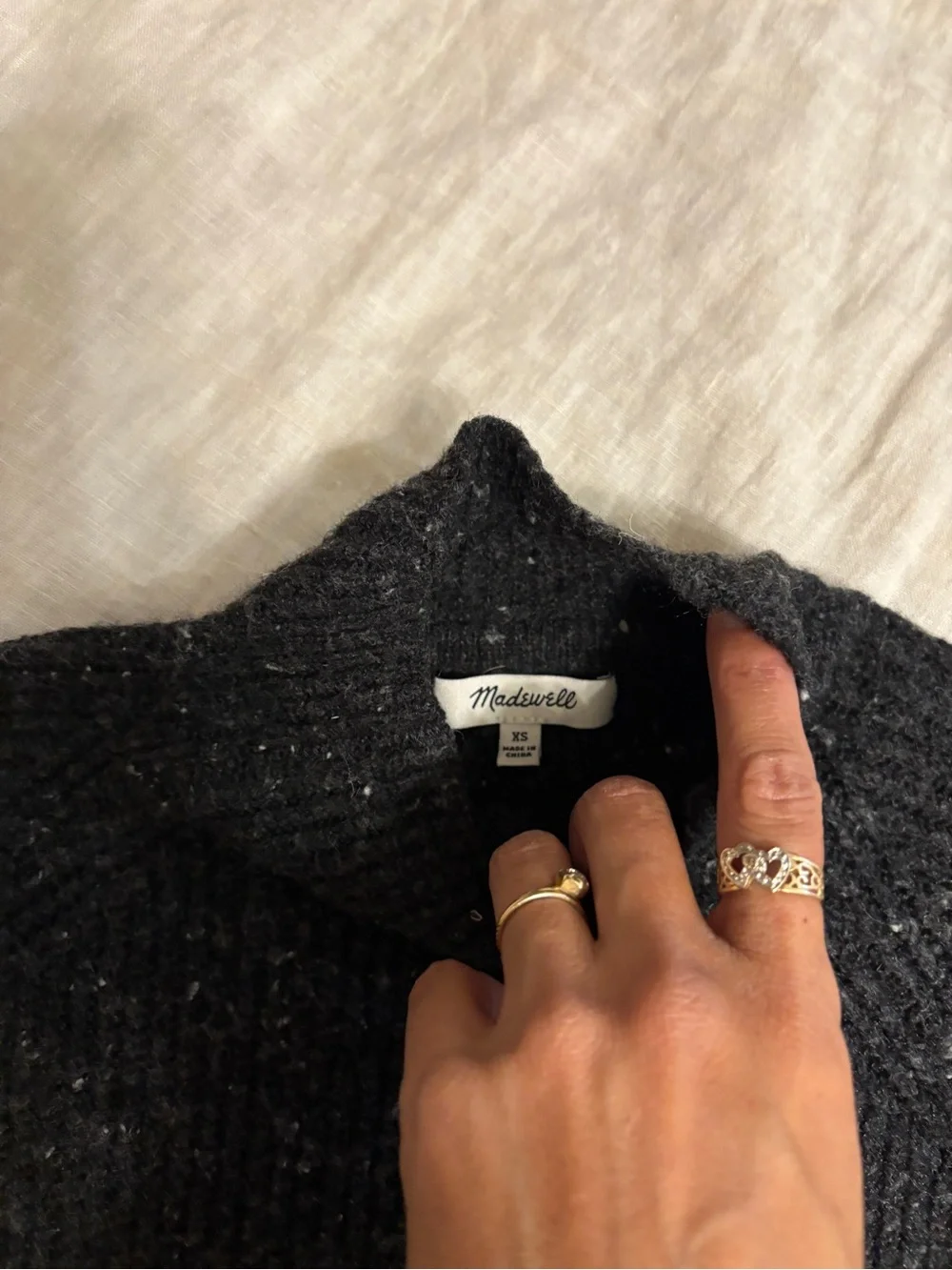 Madewell Black Ribbed Mock Neck Sweater Dress